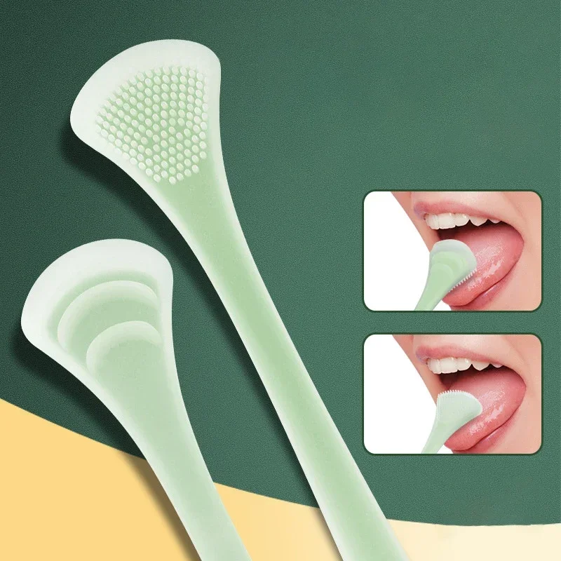 1pc Scraping Tongue Coating Cleaner Double-Sided Scraping Tongue Cleaning Oral Odor Dual-Effect Cleaning Silicone Material