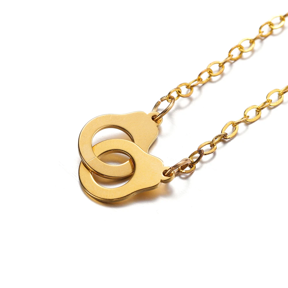 5pcs/lot Stainless Steel Double Handcuffs Hollow Pendants Connector for Bracelet Necklace Diy Jewelry Making Accessories