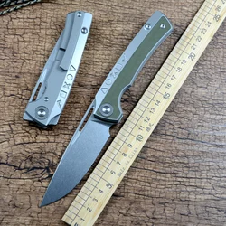 TWO SUN TS471 Folding Knife 14C28N Blade Ceramic Ball Bearing G10 Titanium Handle Hunting Utility Daily Pocket Knife