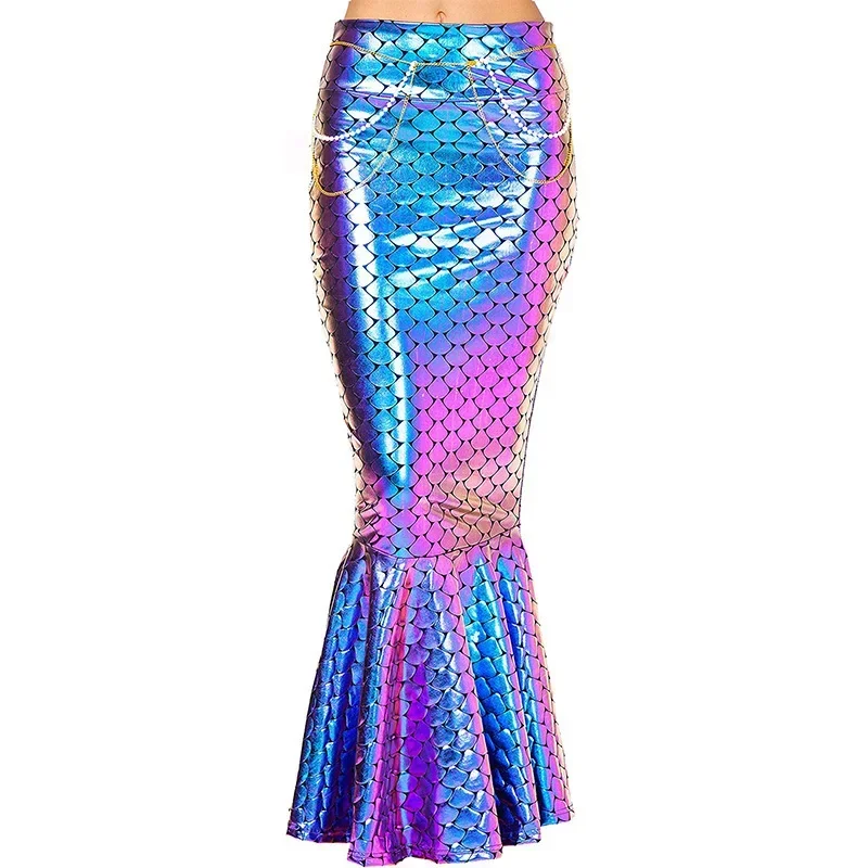Nuova gonna attillata sui fianchi a sirena con paillettes gonna a coda di pesce a metà corpo cosplay abito da principessa sirena