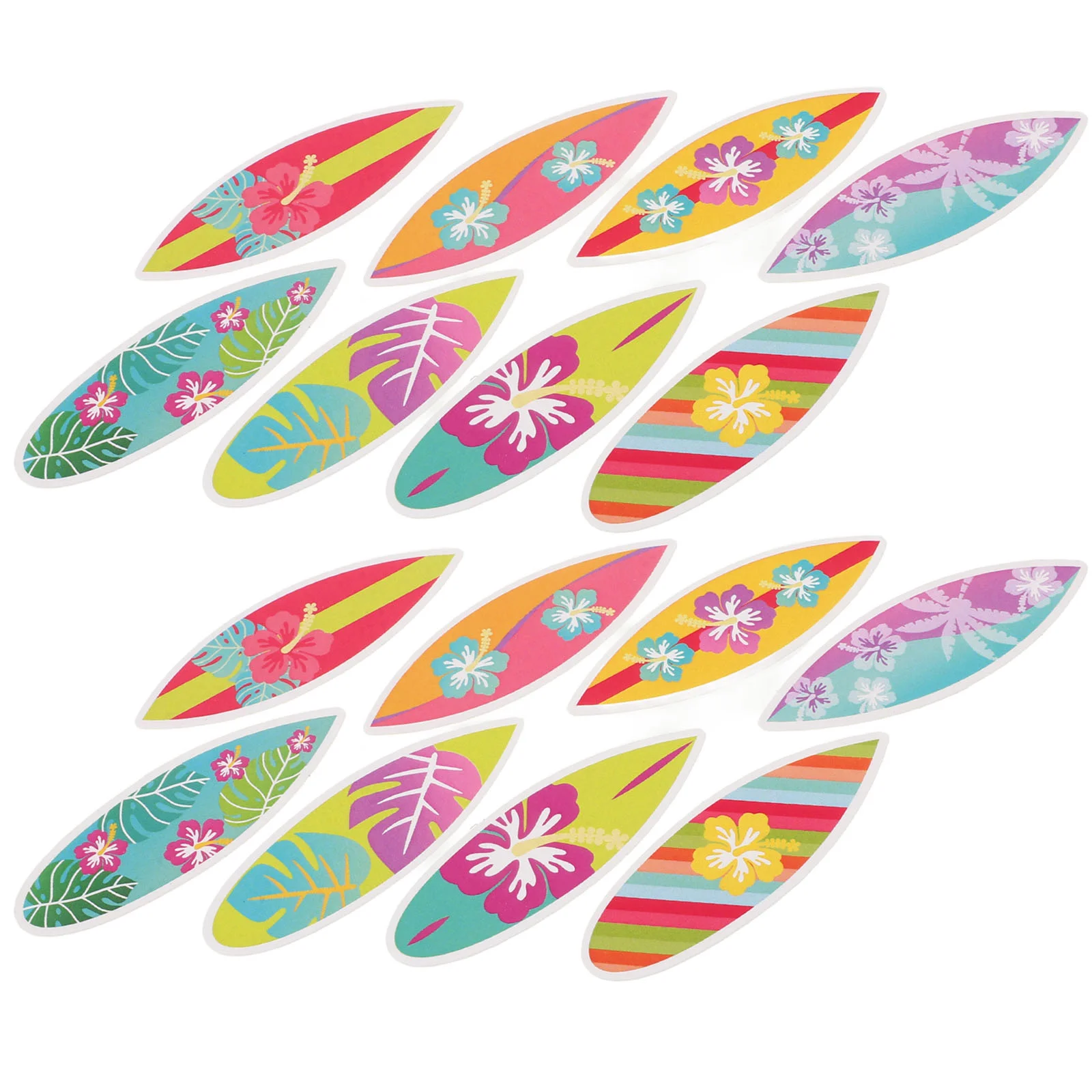 16 Pcs Beach Cake Decorations Cupcake Toppers Insert Surf Board Venue Setting Props Summer Paper Surfboard