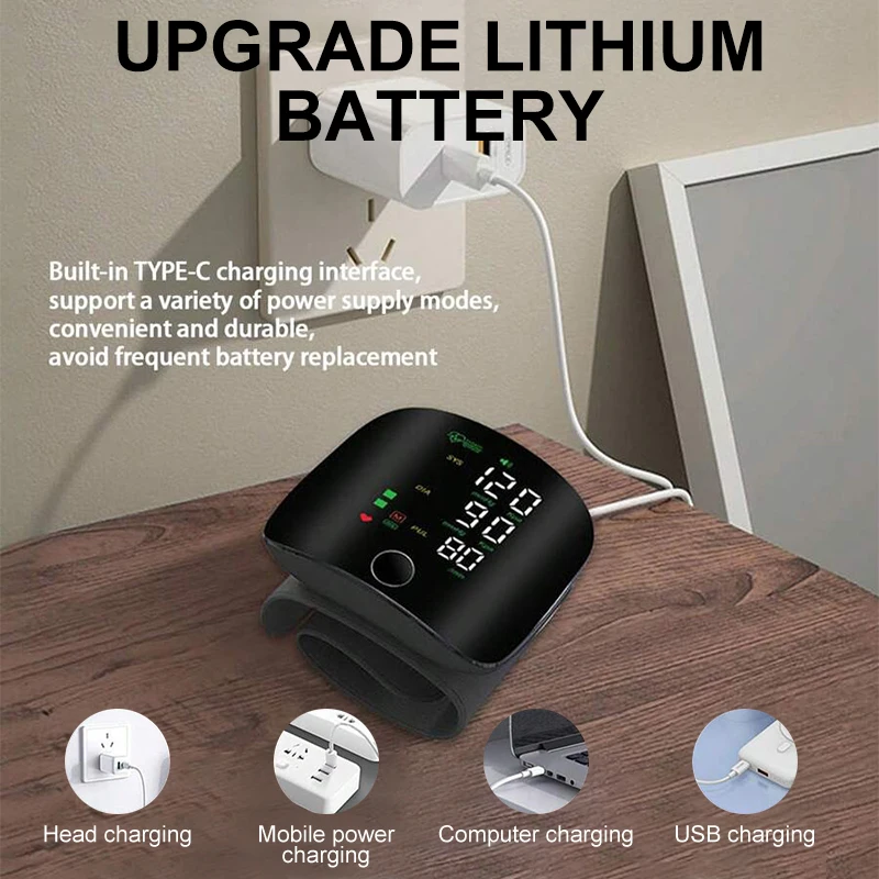 Rechargeable Wrist Blood Pressure Monitor for 2 Users