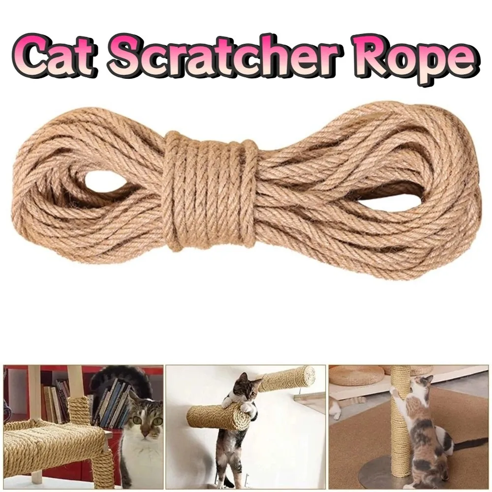 

50M Sisal Rope Reusable 8MM Diameter DIY Scratching Post Toy Rope Durable Wear-resistant Desk Legs Binding Rope
