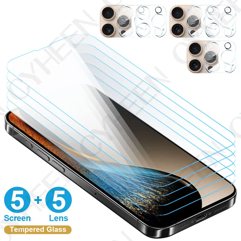 10in 1 Screen Protector Camera Lens for iPhone 16 Pro 15 Plus full cover Tempered Glass Film 14 13 Pro Camera Protector 12 11