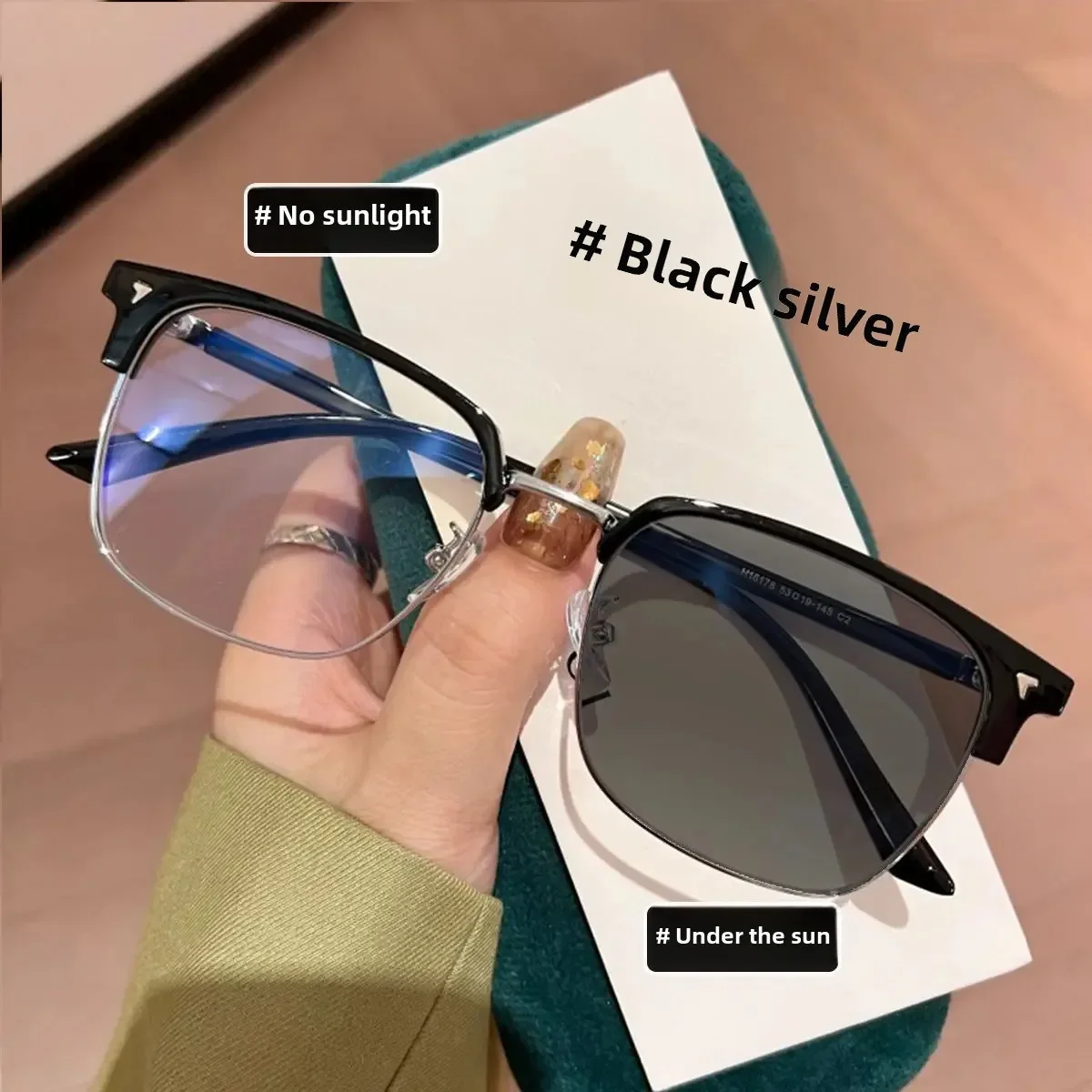 نظارات قراءة بإطار كبير فوتوكروميك مضادة للضوء الأزرق للرجال والنساء، تصميم علامة تجارية شخصية #3