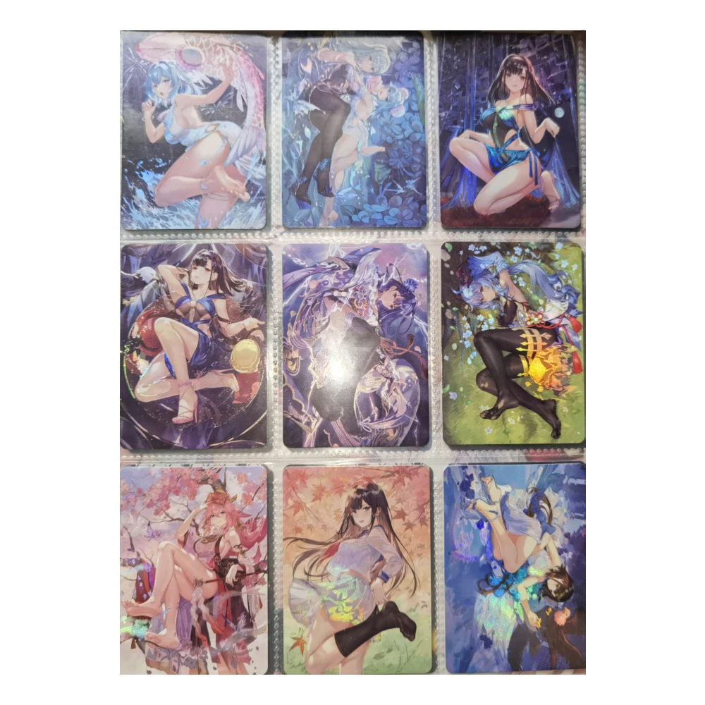 9Pcs/set Diy Self Made Azur Lane Genshin Anime Girls Color Flash Card Kawaii Beautiful Feet Series Game Collection Card Gift Toy