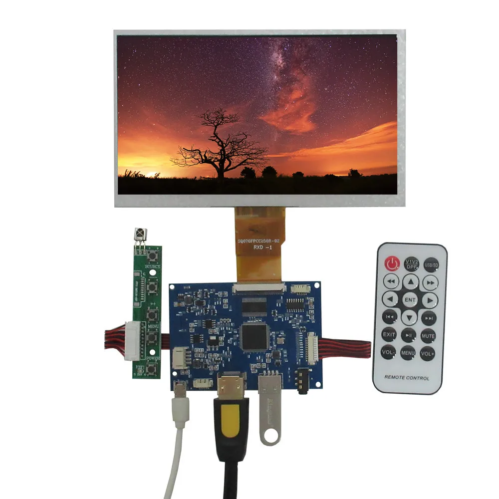

7 Inch IPS 1024x600 LCD Display Screen U Disk Driver Control Board with Raspberry Pi 4B/3B+/3B Banana/Orange Pi PC