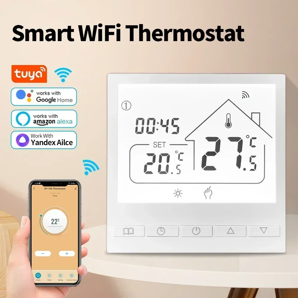 Termostato inteligente WiFi, controlador de temperatura para calefacción eléctrica de suelo, caldera de agua/Gas, Google Home, Alexa