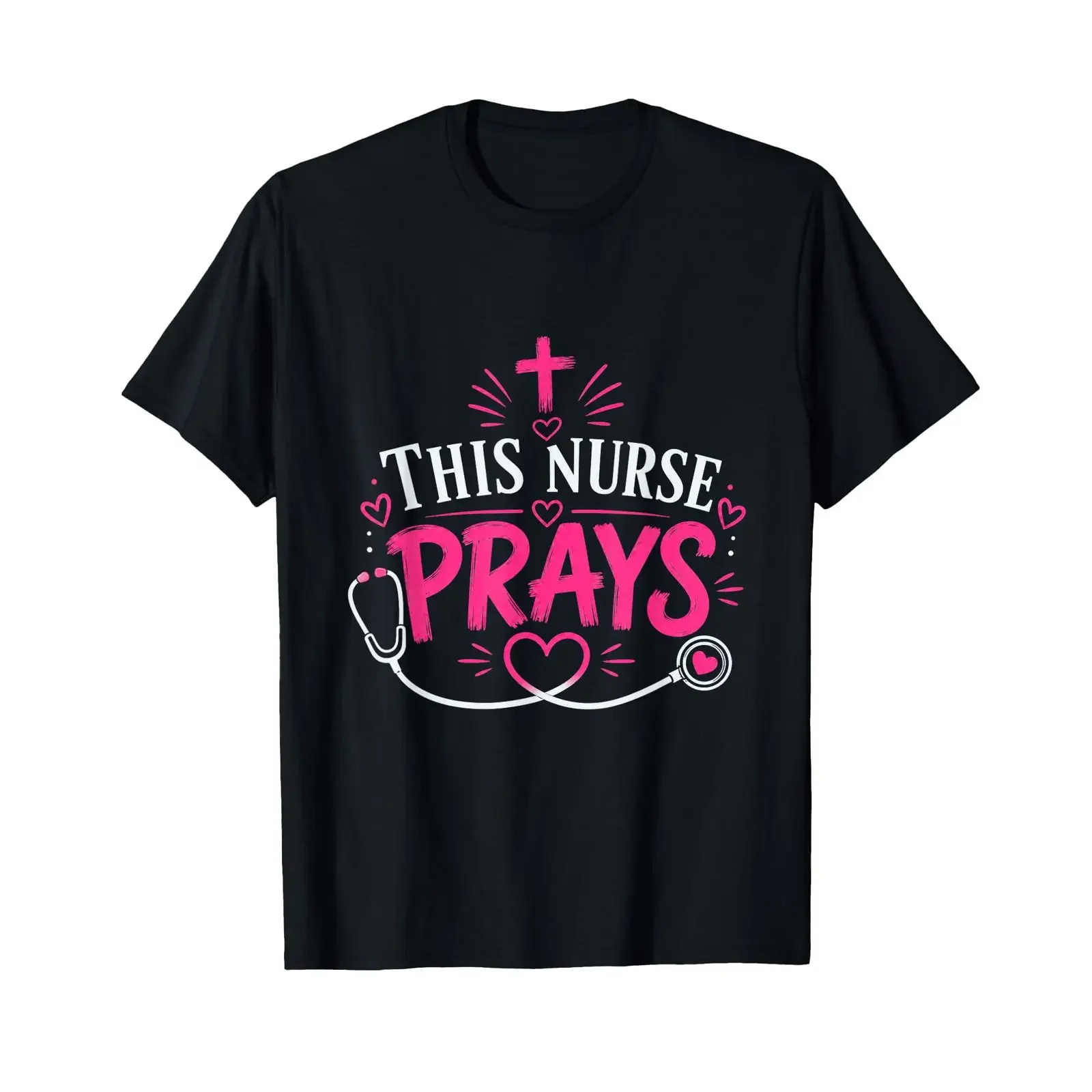 Diese Krankenschwester betet christliches Stethoskop RN LPN Faith T-Shirt, Vintage-Waschung, Grafik, Stretch, Unisex, Designerkleidung, Streetwear