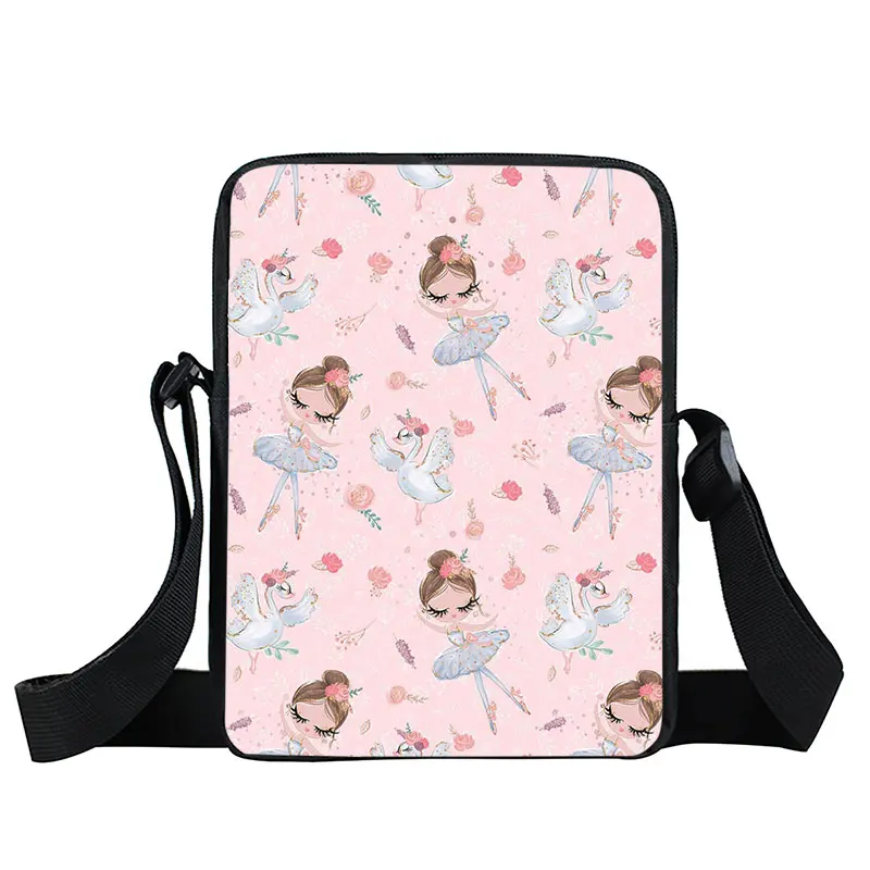 Ballet Dancing Girl Print Handbag Mulheres Crossbody Bags Bailarina Sacos De Ombro para Viagem Satchel Purse Phone Holder Book Bag