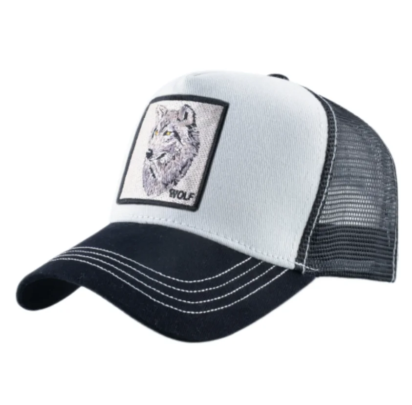 Wolf Patch Embroidery Mesh Baseball Cap Adjustable Fashion Hip Hop Trucker Men Women Outdoor Breathable Visor Snapback Hat Gift view 6