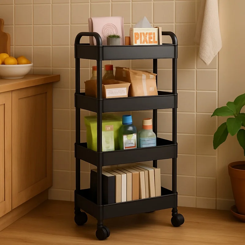 Multi-Purpose Open Shelf Unit for Kitchen, Living Area, Book, and Snack Storage