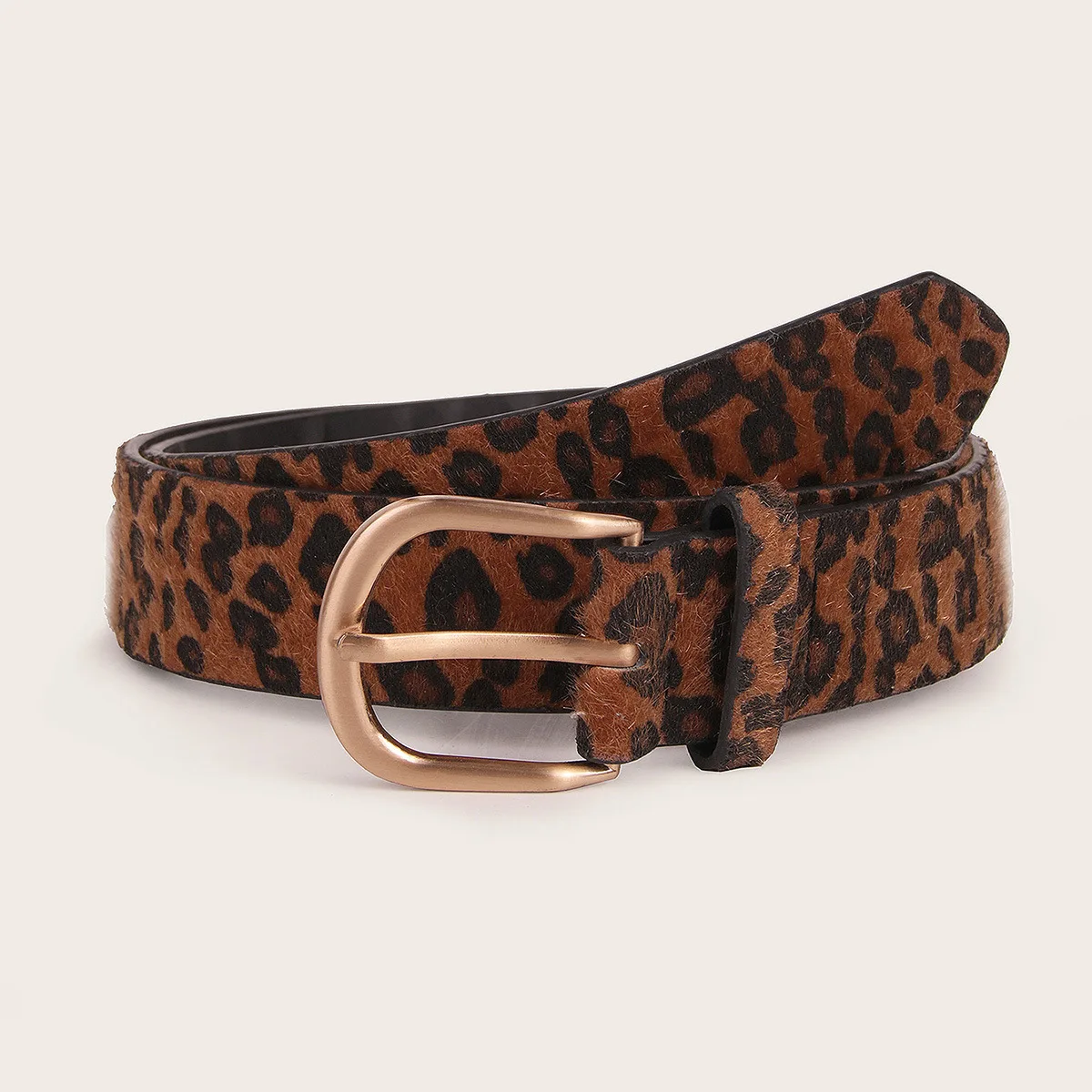 

Simplicity Women's Light Luxury Belt Trendy Leopard Print Belt Rose Gold Metal Buckle Women's PU Choice Leather Belt Matching