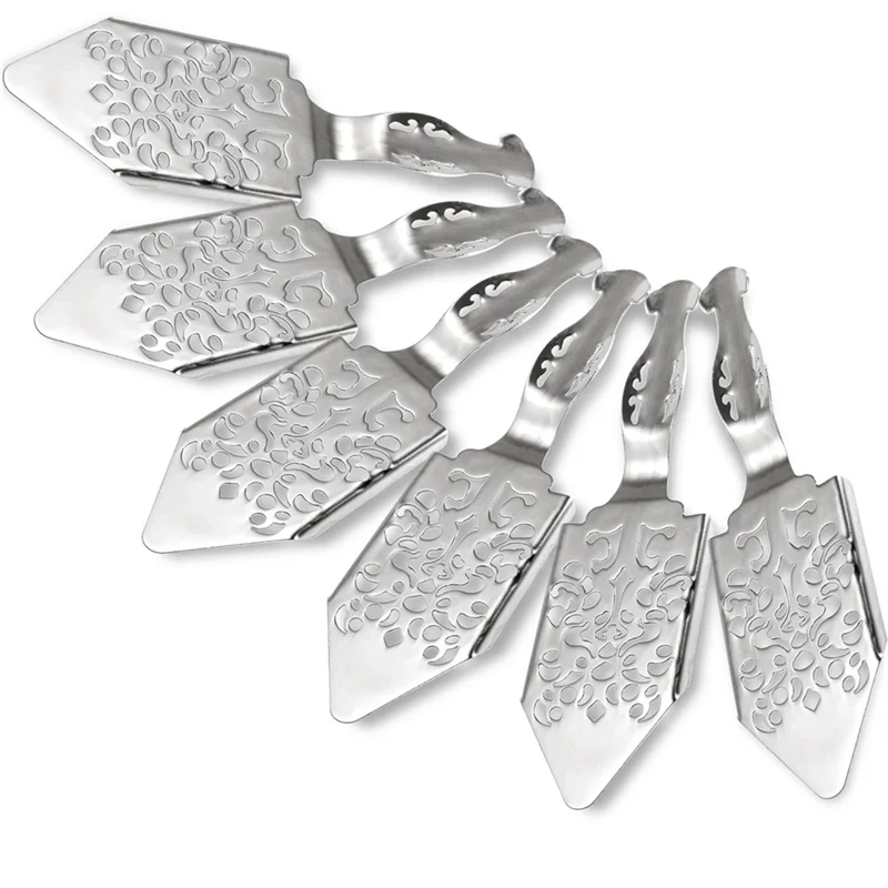 

6PCS Stainless Steel Absinthe Spoons Vintage Cocktail Bar Glass Cup Drinking Filter Hollowed Out Absinthe Spoon
