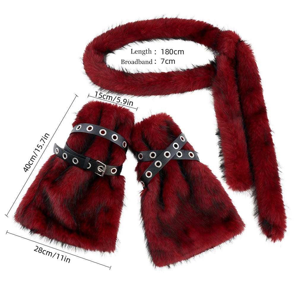 冬用暖かいベルトレッグカバーセットミディアムロングチューブサブカルチャーぬいぐるみベルトホットガールロングウエストチェーンパンククリスマスコスプレ小道具