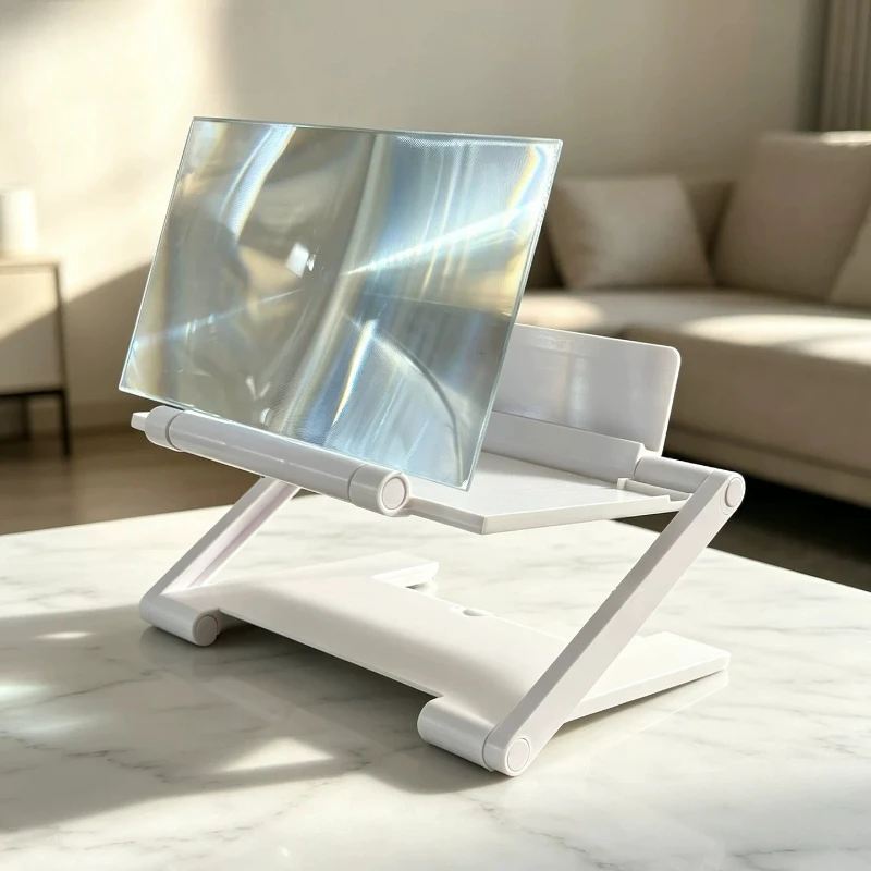 Black White Foldable High-Definition Fresnel Phone Screen Magnifier with Stand Magnifying Glasses Helping Hands Loupe