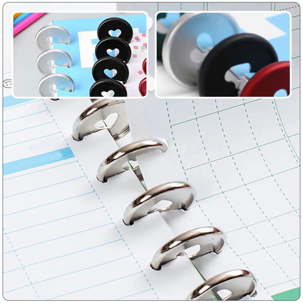 

10PCS Silver Binder Discs Heart Shaped Binding Buckles Notebook Supplies Loose Leaf Discbound Planners Plastic