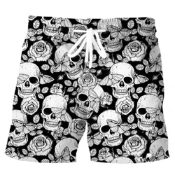 New Men's Skull 3D Print Beach Shorts Graphic Men's Casual Sports Shorts Summer Surfing Shorts Breathable Shorts Hip Hop Pants