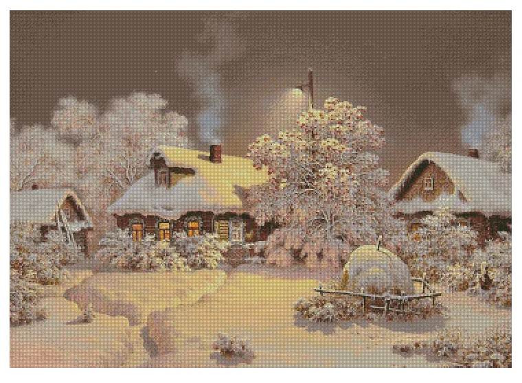 Chocolate Night Snow Scene Sewing 18CT 16CT 14CT Unprinted Cross Stitch Kits Embroidery Art DIY Handmade Needlework Home Decor