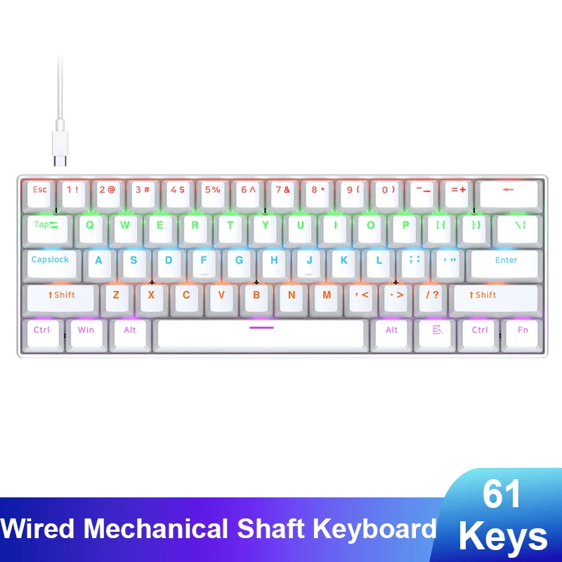 

Thunder Wolf T60 Customized Mechanical Keyboard RGB e-sports game 61-key double-color Russian blue shaft cross-border