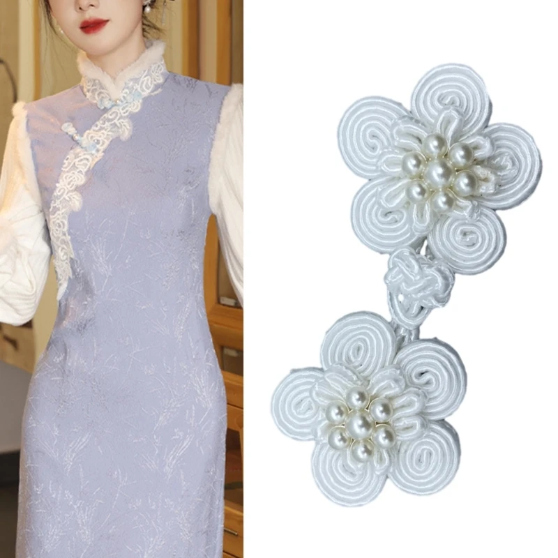 10pair Sewing Pearl Closure Button Chinese Knot Buckle Buttons for TangSuit Dance National Dress Cheongsam Dropship