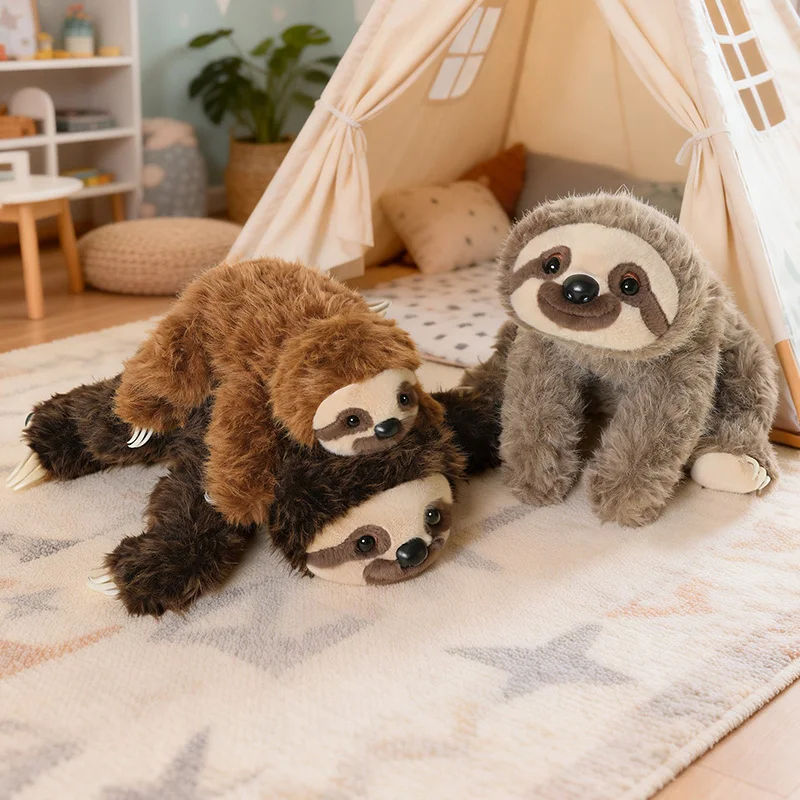 Cute Sloth Plush Toy Soft Fluffy Stuffed Animal Sloth Doll Huggable Animal Plushie Home Sofa Decor Birthday Gift for Kids
