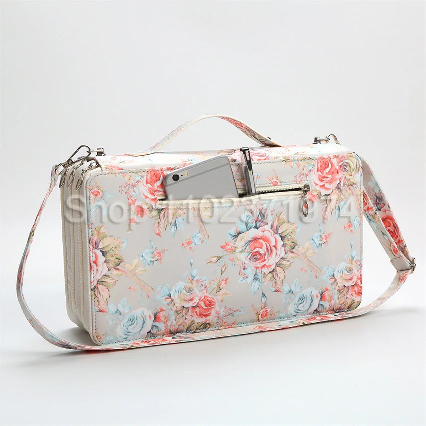 120 Hole Rose Large Flower Pencil Case, Large Capacity Portable Marker Pen Bag, Stationery Bag