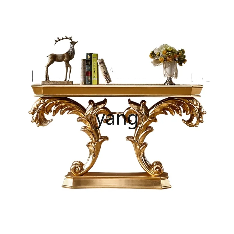 Yjq Console Vintage Champagne Gold Hotel Entrance Aisle Curio Cabinet Table