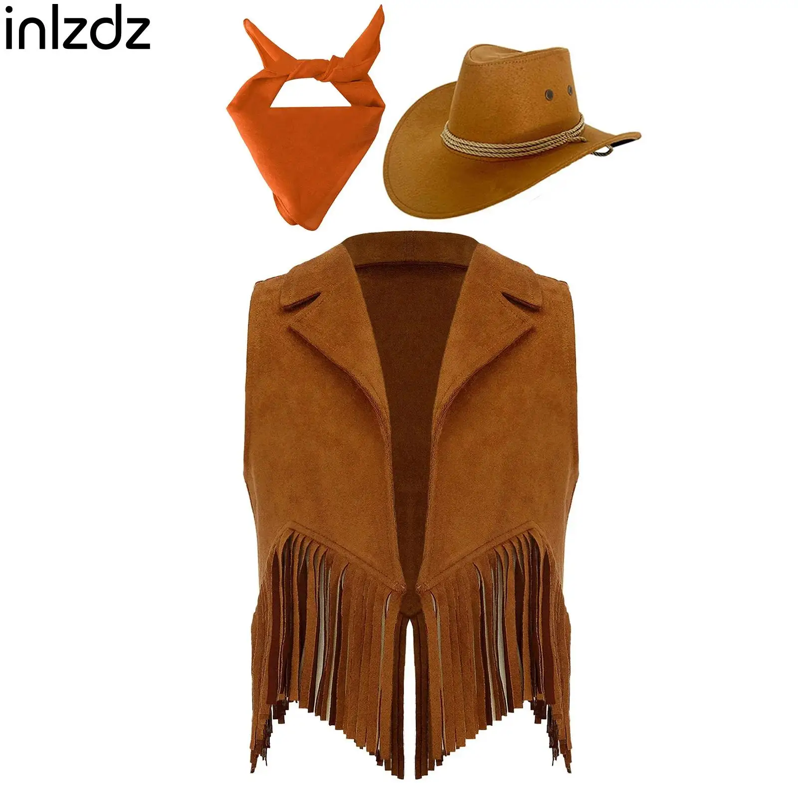 

Kids Girl Western Cowboy Costume Child Western Cowgirl Cosplay Costume Halloween Carnival Fancy Dress Performance Party Dress Up