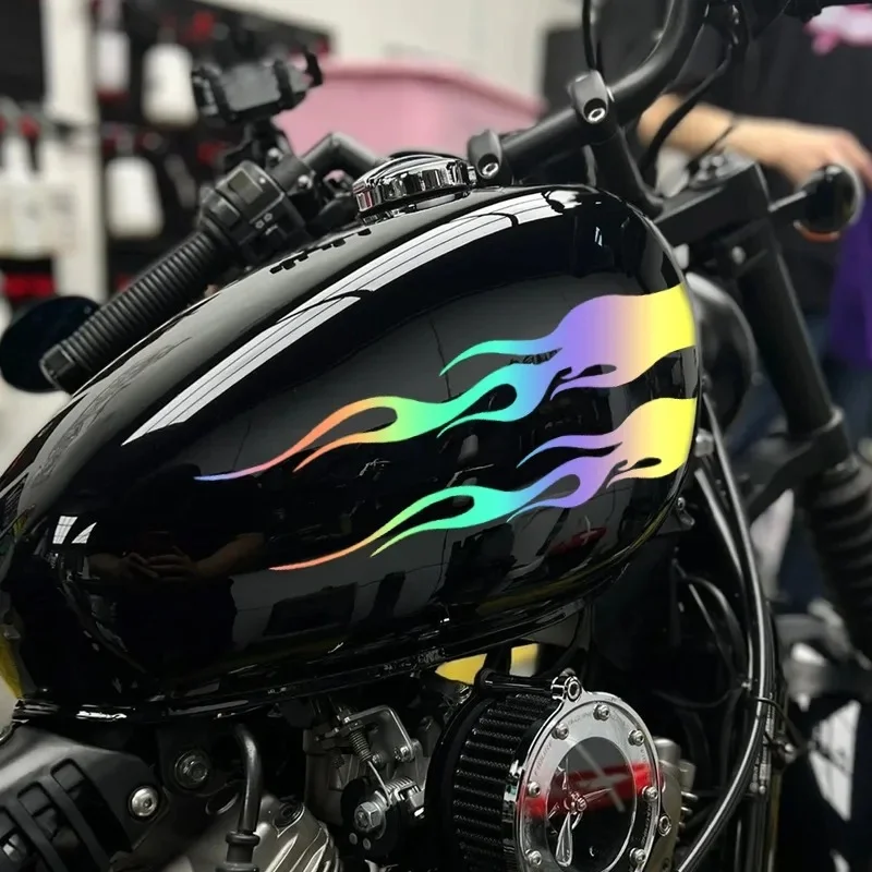 4/8/12PCS Flame Sport Stripe Sticker Waterproof Decal Car Motorcycle Truck Helmet Laptop Scratch Cover Exterior Styling Decals