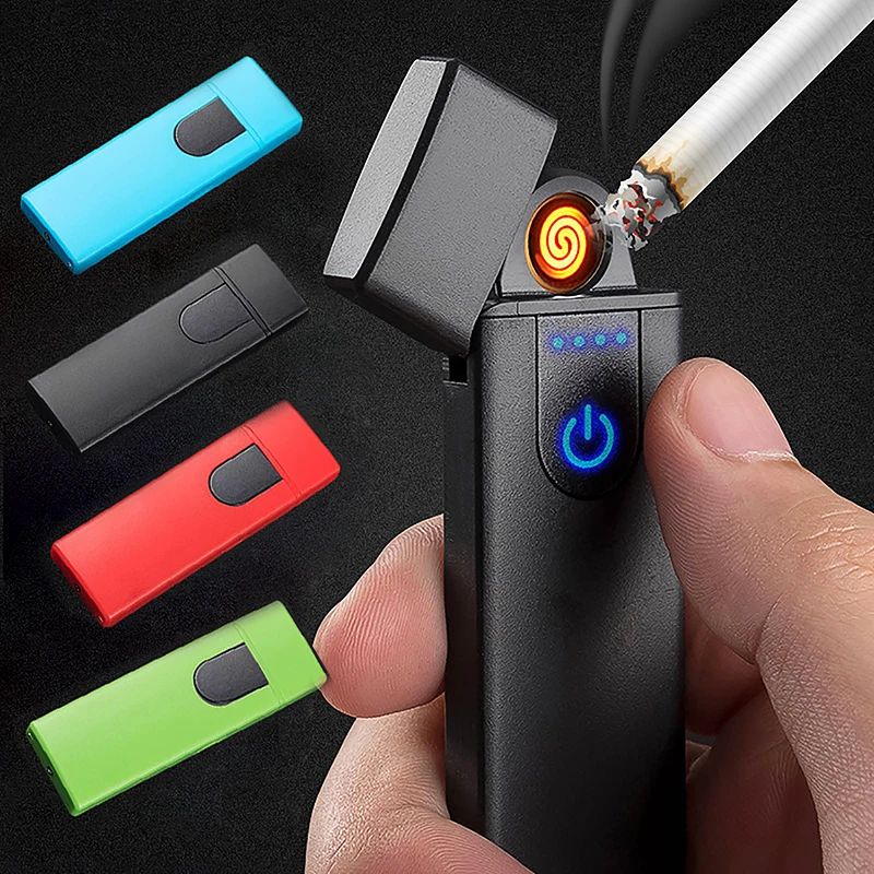 

New Turbo Electric Lighter USB Charging Touch Lighter Portable Windproof Lighter Outdoor Cigarette Cigar Accessories Men's Gifts