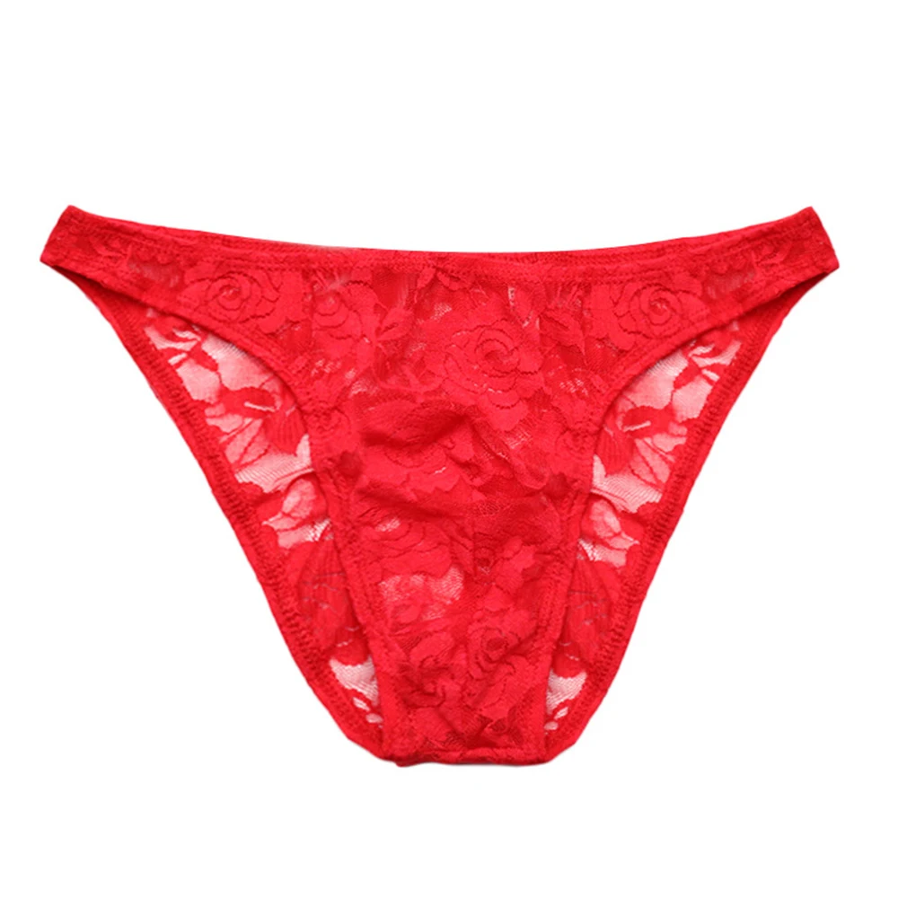 1pc Sexy Sheer Men Sissy Underwear Breathable Lace Lingerie Underpants Briefs Comfortable Panties Man Intimates