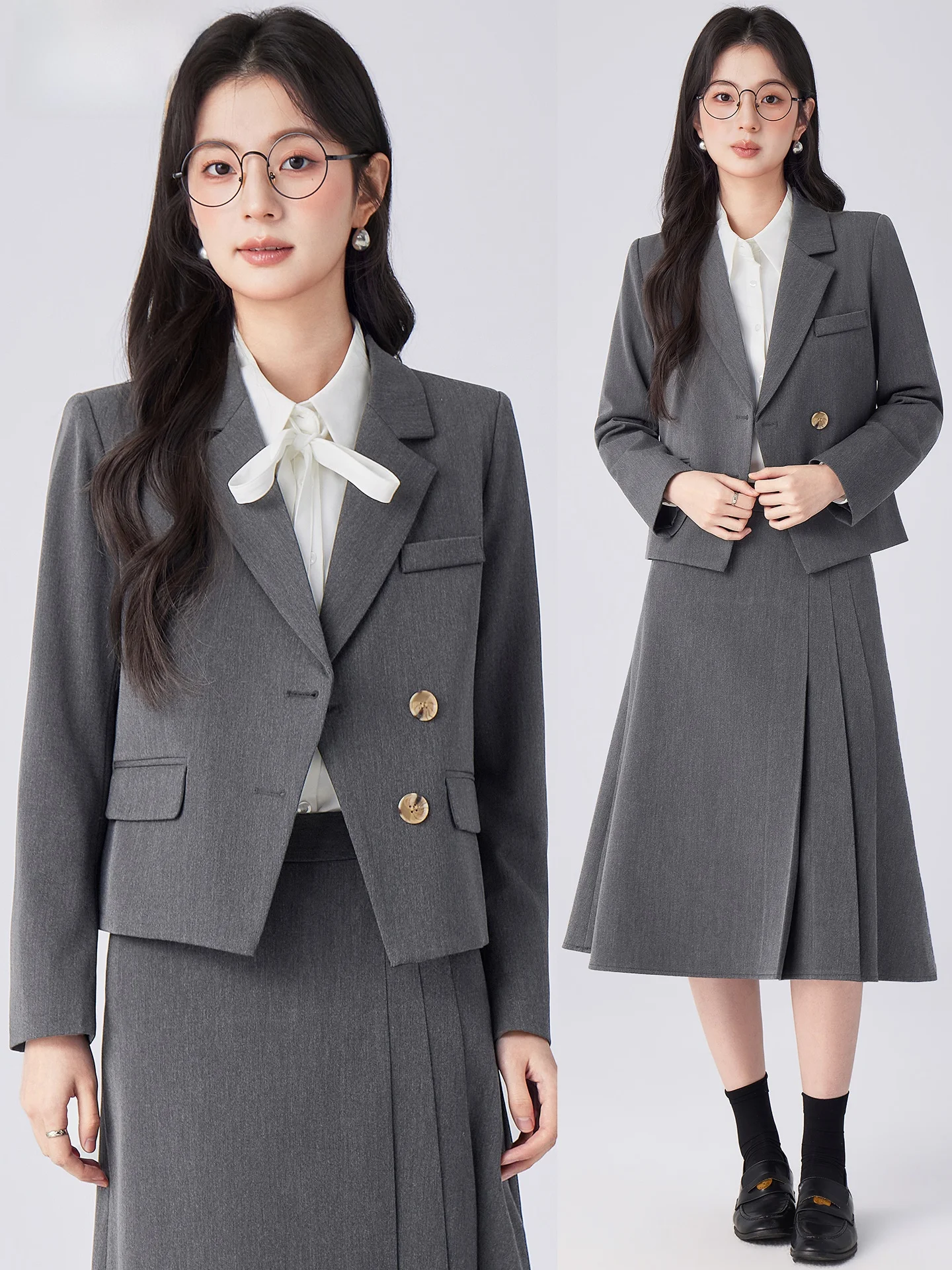 

Женский деловой костюм-двойка: пиджак и брюки/юбка, для собеседований, весенний, для офиса, из полиэстера, немнущийся