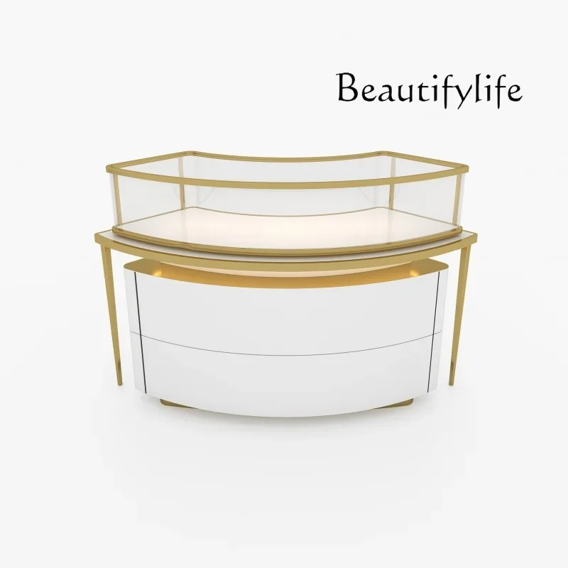 G45 French Style Custom.Custom Shape Wood Watch Showcase Design Metal Glass Jewelry Store Show Display Glass With Lights
