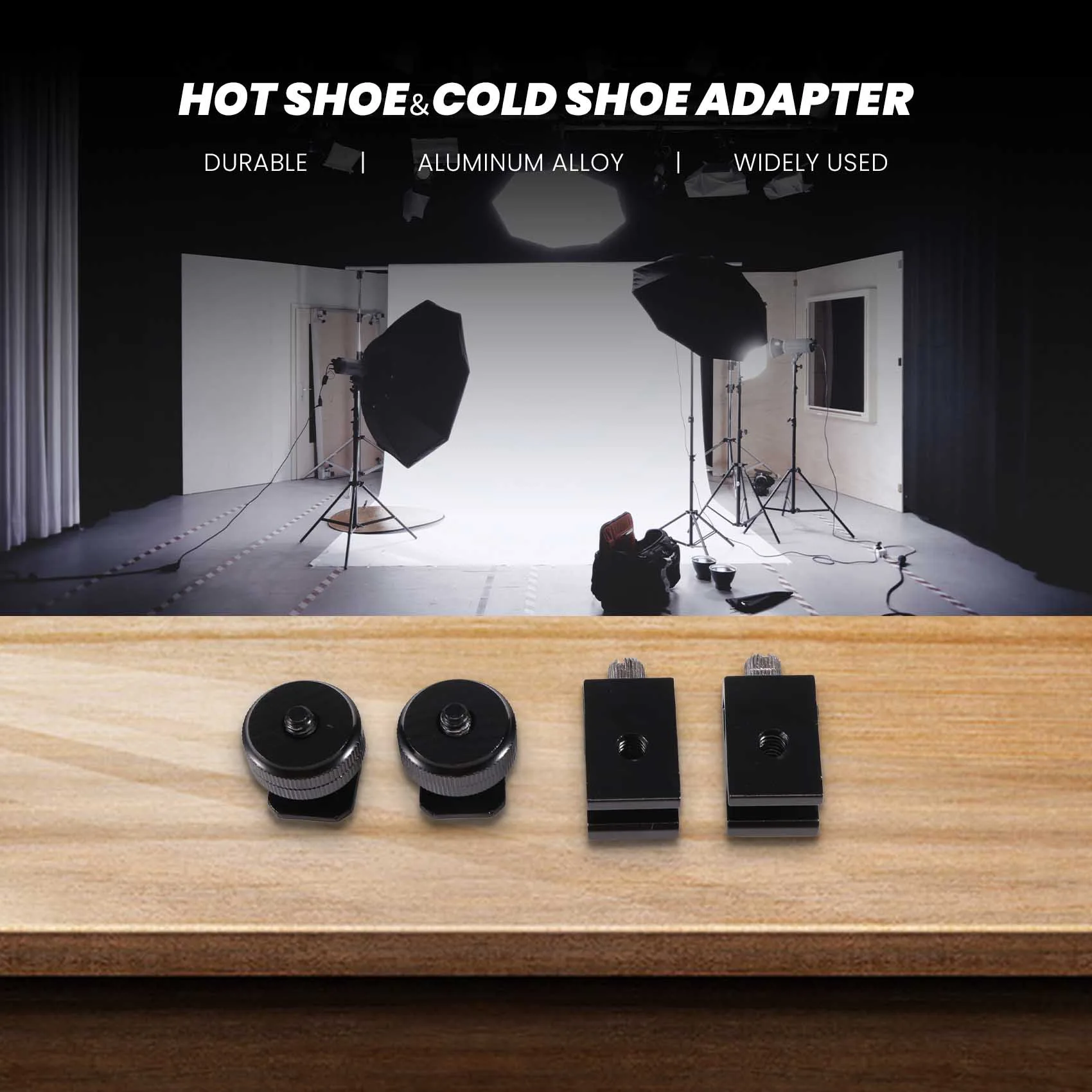 A20T 4 Pack Hot Shoe Mount Adapter and Cold Shoe Mount Adapter Combo, 1/4 Inch for DSLR Camera for Nikon for Canon Flash
