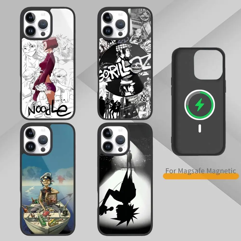 

G-Gorillaz R-Rock Band Cartoon Phone Case For iPhone 17,16,15,14,13,Pro,Max,Plus,Magnetic For Magsafe Wireless Charging