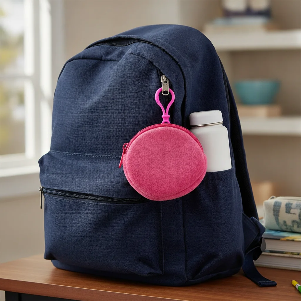 Soft Solid Color Coin Purse Round Shape ID Card Bag Cute Kawaii Style Keychain Wallet Travel