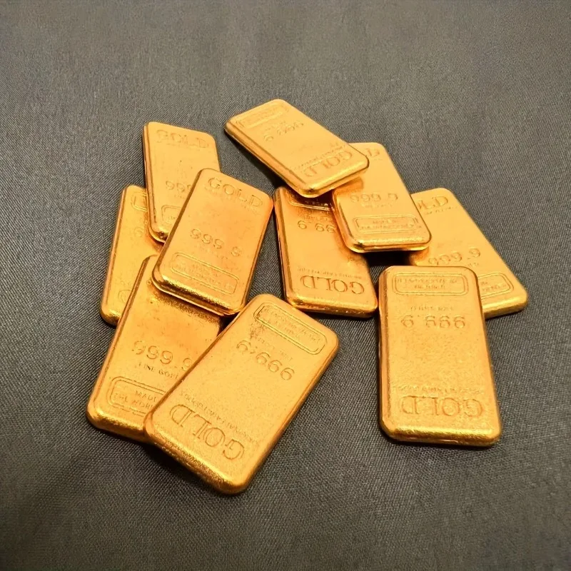 Figurine porte-bonheur en lingot d'or et barre d'or, 10 pièces, pour attirer la richesse et portant une bonne fortune et de la prospérité