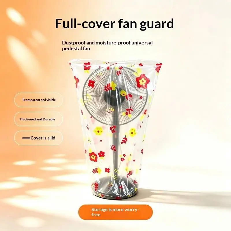 Fan Dust Protector Elastic Floral Printed Full Wrap Stand Pedestal Fan Dust Cover Reusable Fits Most 16-20 Inch Fans
