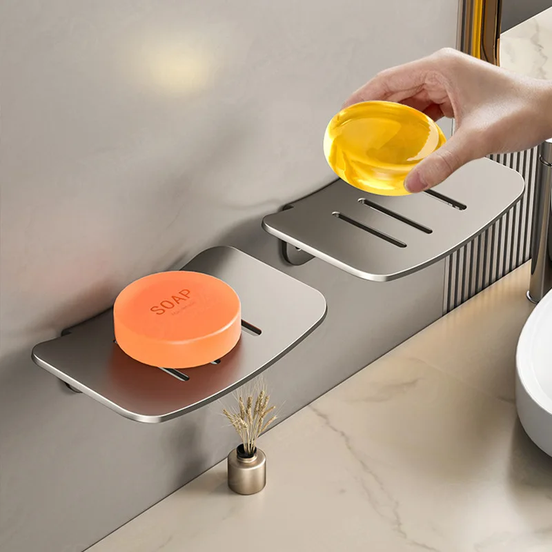 

Bathroom soap tray double layer drain non-perforated wall mounted soap dish without water accumulation household wholesale