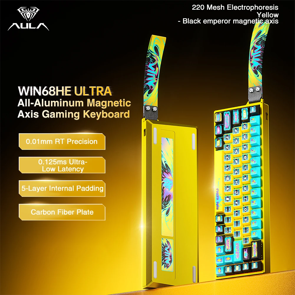 

AULA WIN68HE Ultra Gaming Keyboard Full CNC Aluminum Case Rapid Trigger 8K Return Esports High-end Custom Version