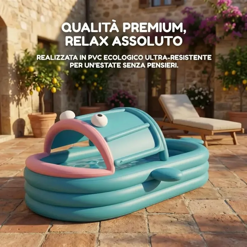 Jumbo Whale-Shaped Inflatable Pool Family-Sized Water Fun Outdoor Summer Pool for Kids Adults Backyard Gatherings