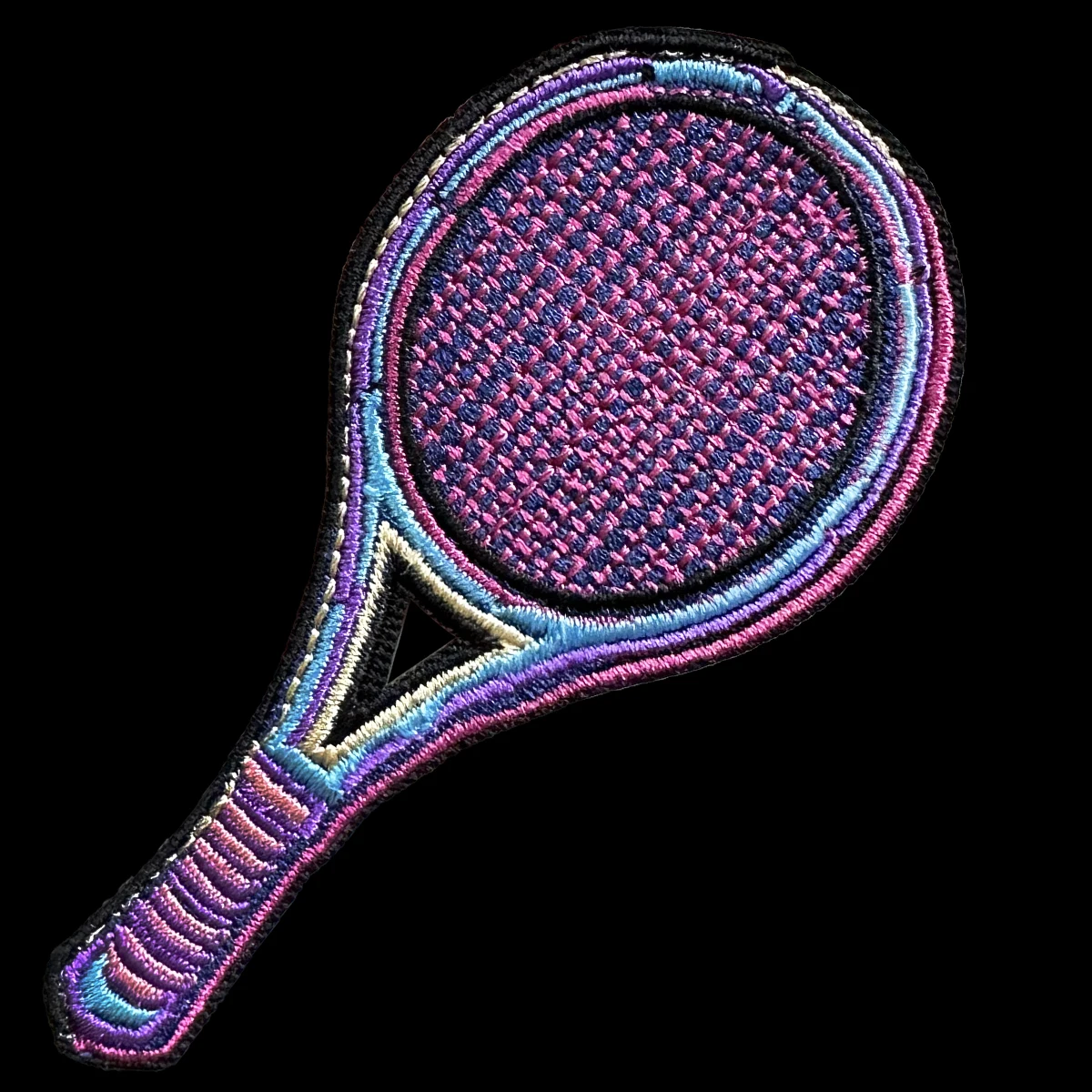 Purple Tennis Racket Embroidered Iron On Patches for Clothing Colorful Cool Fashion Young Girl Embroidery Patches Accessories