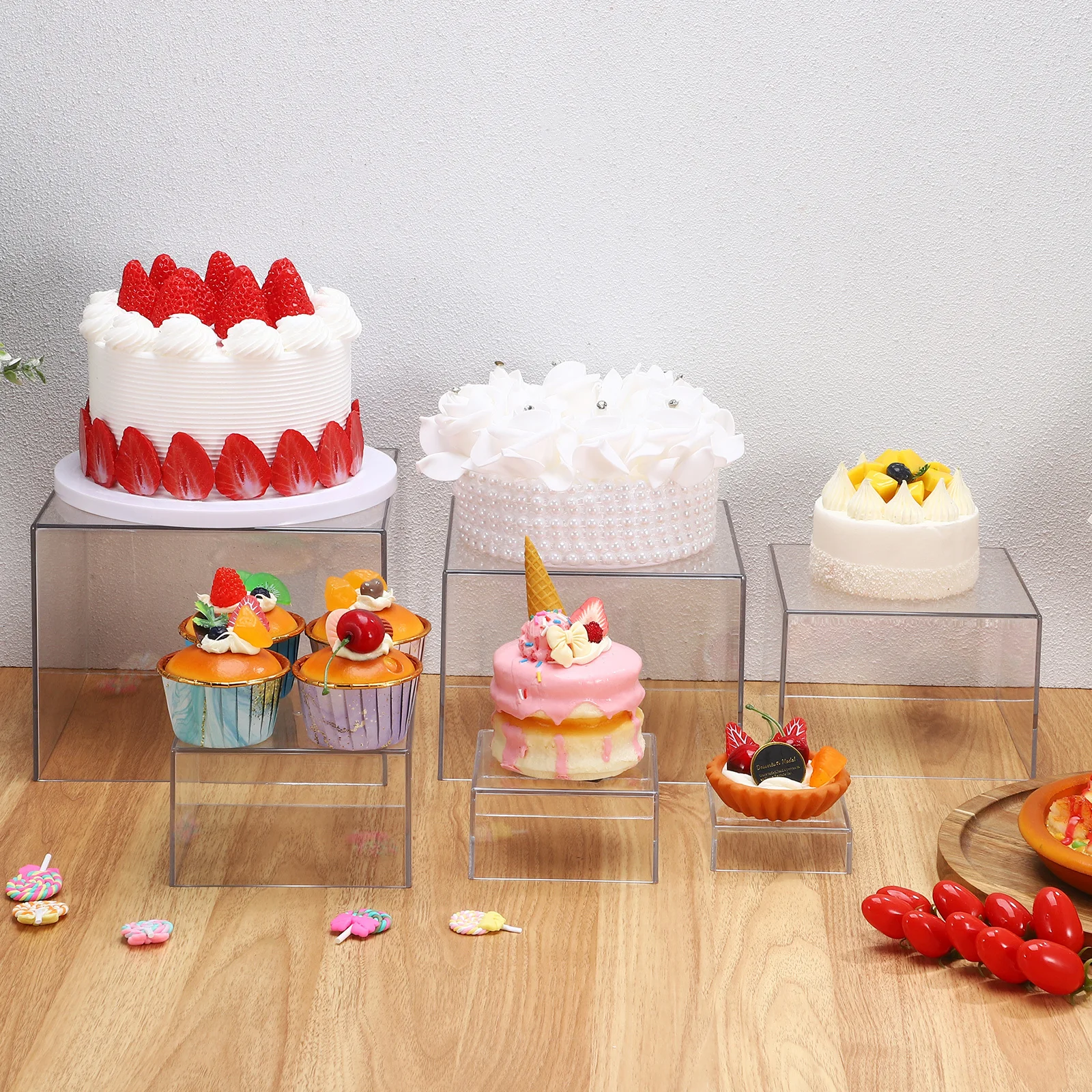

1 Set Acrylic Dessert Display Stands For Cake Cupcake Chocolate Tea Party Buffet Table Serving Risers Home Wedding Event Cake