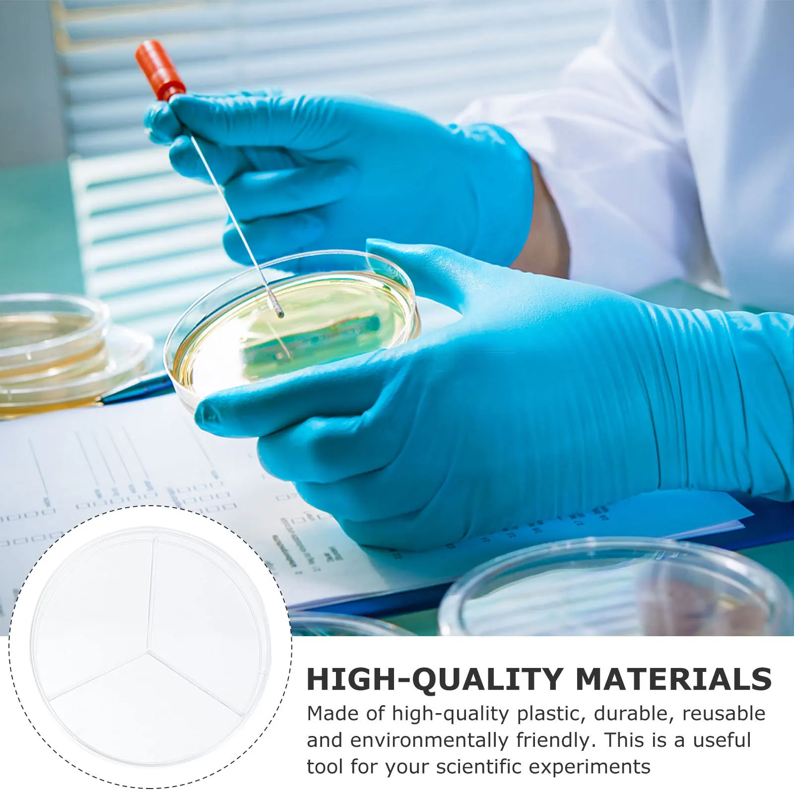 10 stks Bacteriële Cultuur Petrischalen Drie Compartimenten Transparante Plastic Set Voor Lab Wetenschapsexperimenten Biologie Studie