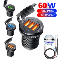 60w usb outlet fast charging adapter Outlet Socket For 12V 24V Motorcycle Boat Marine Truck ATV