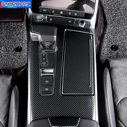 Console Gear Shift Control Panel Cover For Audi A6 C8 2019-2022 Decoration Carbon Texture Gearshift Trim Interior Car Accessory