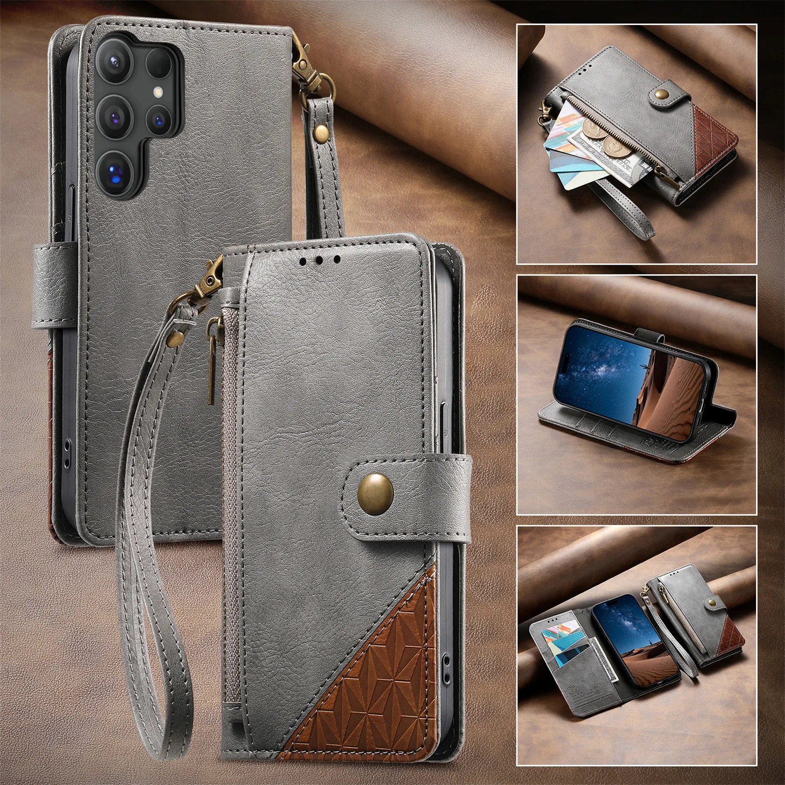 Applicable to the color-matched Galaxy A25 EDGE flip cover card protection case for the Samsung S26 Ultra business phone case