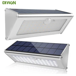 Luz LED Solar para exteriores, lámpara de sendero alimentada por energía Solar, impermeable, aluminio, Sensor de movimiento, valla de jardín, iluminación de seguridad de pared