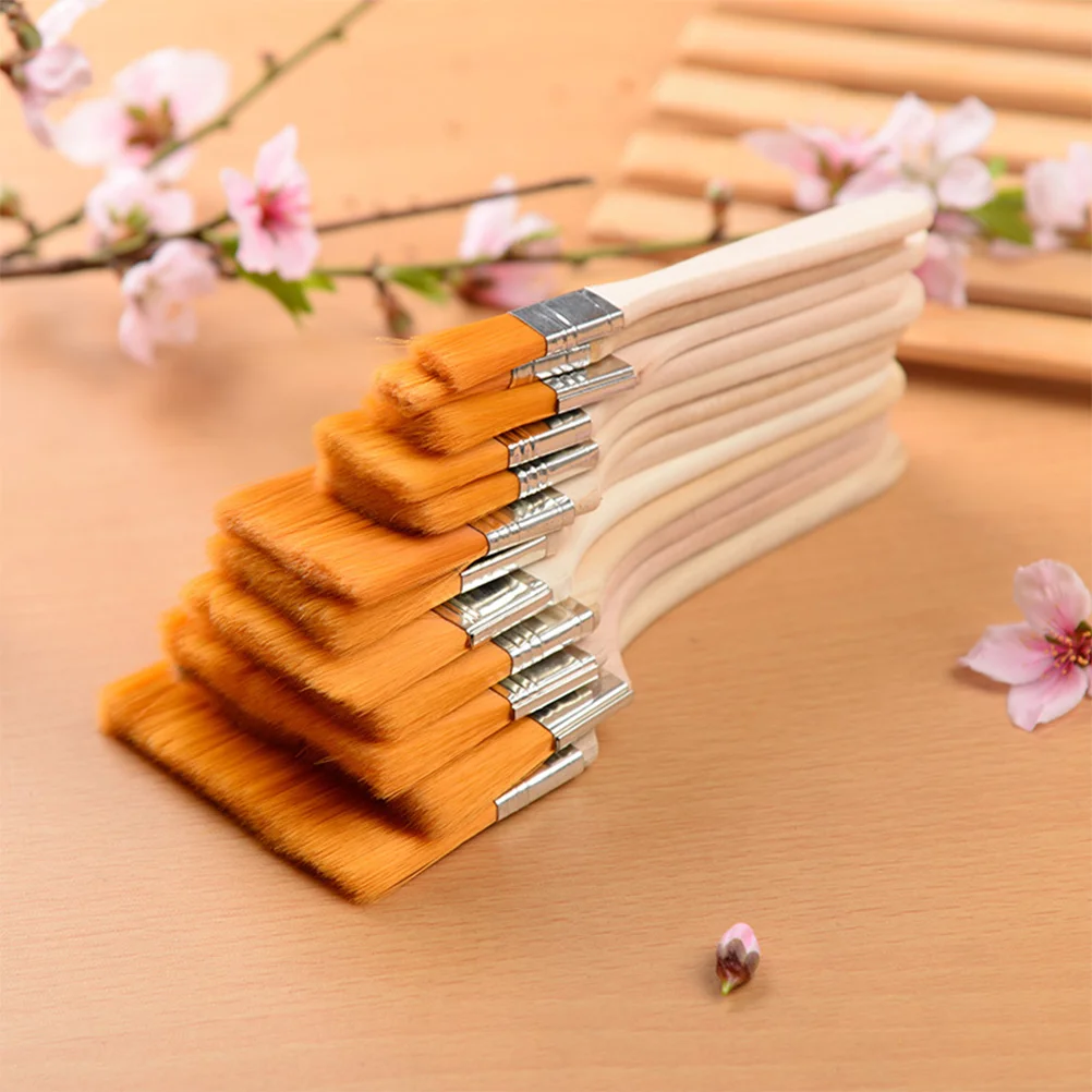 

Flat Wooden Penholder Brush Chalk Nylon Hair Wall Scrubbing Bamboo Oil Painting